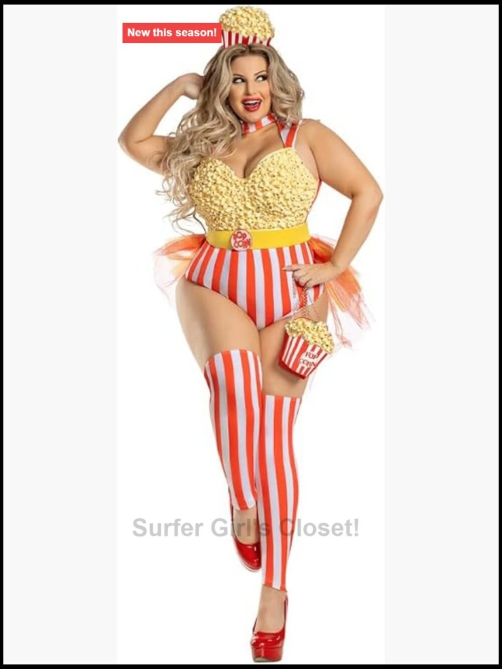 Plus Size POP Babe Costume 3X Teddy Bustle Belt Purse Headpiece Adult Halloween